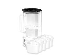 Wessper carafe filtrante d'eau avec compteur LED, 2 litres, carafe en verre, carafe eau compacte avec 5 cartouche filtrante à charbon actif, sans BPA - Noir