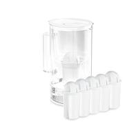 Wessper carafe filtrante d'eau avec compteur LED, 2 litres, carafe en verre, carafe eau compacte avec 5 classic cartouche filtrante à charbon actif, sans BPA - Blanc