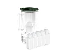Wessper carafe filtrante d'eau avec compteur LED, 2 litres, carafe en verre, carafe eau compacte avec 5 classic cartouche filtrante à charbon actif, sans BPA - Vert