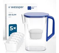 Wessper Carafe filtrante porte de réfrigérateur 2,7l, de 6 filtre - Bleu