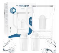 Wessper CARAFE FILTRANTE POUR REFRIGERATEUR D3 SLIM AQUACLASSIC 2,7 L blanc + 3X CARTOUCHE FILTRANTE AQUACLASSIC STANDARD