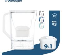 Wessper Cartouche filtrante 2.7L pour porte de réfrigérateur, avec filtre à charbon actif, Compatible avec Brita Maxtra 10x cartouche filtrante - Blanc