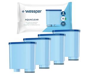 Wessper Cartouche Filtrante Aquaclean compatible avec Philips et Saeco machine à café, Filtre à eau avec charbon actif - 4 pièces