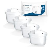 Wessper Cartouche filtrante pour l’Eau | Remplacement de Dafi Unimax Aquaphor A5 BRITA Maxtra+ PHILIPS AWP212/10 | pour Réduire Le Chlore et des Métaux Lourds - 4 pièces