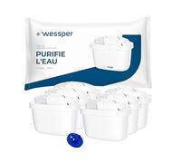 Wessper cartouche filtre eau, filtre à charbon actif et résine échangeuse d'ions, PIN supplémentaire compatible avec la carafe Brita, rechange pour les carafes Dafi, Wessper, Philips -6 pièces