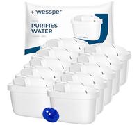 Wessper cartouche filtre eau, filtre à charbon actif et résine échangeuse d'ions, PIN supplémentaire compatible avec la carafe Brita, rechange pour les carafes Dafi, Wessper, Philips -10 pièces