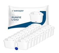 Wessper cartouche filtre eau, filtre à charbon actif et résine échangeuse d'ions, PIN supplémentaire compatible avec la carafe Brita, rechange pour les carafes Dafi, Wessper, Philips -20 pièces