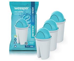 Wessper Classic Cartouche filtrante alcaline - Compatible avec BRITA Classic, Dafi Classic, Dafi Atria, Aquaphor Standard - Lot de 3