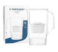 Wessper D1 SOLID carafe filtrante eau 2,8L blanc, pichet compatible filtres Brita Maxtra + 1 filtre à eau inclus