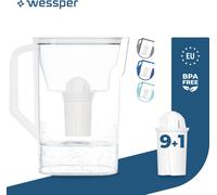 Wessper D3 Slim Aquaclassic 2.7L blanc Pot à filtre pour réfrigérateur Compatible avec les filtres Brita et Aquaphor + 10x cartouches filtrantes Aquaclassic