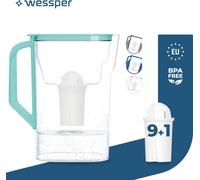 Wessper D3 Slim Aquaclassic 2.7L menthe Pot à filtre pour réfrigérateur Compatible avec les filtres Brita et Aquaphor + 10x cartouches filtrantes Aquaclassic