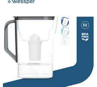 Wessper D3 Slim Aquaclassic 2.7L Noir Pot à filtre pour réfrigérateur Compatible avec les filtres Brita et Aquaphor + Cartouche filtrante Aquaclassic