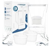 WESSPER D3 SLIM AQUAMAX Carafe filtrante blanche de 2 7 L avec 3 filtres