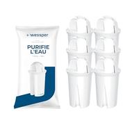 Wessper Filtre à eau AquaClassic pour Carafes Filtrantes, Filtre à Charbon Actif, Cartouche Compatible avec Brita Classic, Dafi Classic, BWT Carafe - 6 pièces
