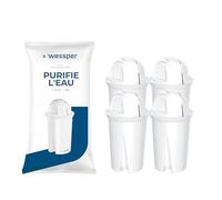 Wessper Filtre à eau AquaClassic pour Carafes Filtrantes, Filtre à Charbon Actif, Cartouche Compatible avec Brita Classic, Dafi Classic, BWT Carafe - 4 pièces