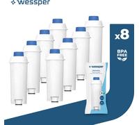Wessper filtre à eau pour les machines à café Delonghi DLSC002, SER3017 & 5513292811 - Compatible avec les séries ECAM, ESAM, ETAM (pack de 8)