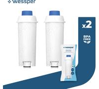 Wessper filtre à eau pour les machines à café Delonghi DLSC002, SER3017 & 5513292811 - Compatible avec les séries ECAM, ESAM, ETAM (pack de 2)