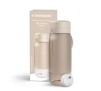 Wessper Gourde avec filtre à eau, bouteille d'eau en Tritan avec filtre à disque, 500 ml, sans BPA, bouteille avec filtre pour l'eau, pour l'école, le sport - Beige