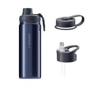 Wessper Gourde en Acier Inoxydable 700ml, avec Trois Bouchons - Blue | bouteille aux boissons chaudes et froides, acier inoxydable gourde, BPA free