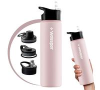 Wessper Gourde en Acier Inoxydable 700ml, avec Trois Bouchons- Rose | bouteille aux boissons chaudes et froides, acier inoxydable gourde, BPA free