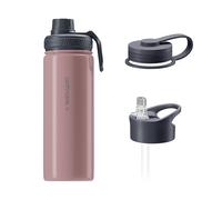 Wessper Gourde en Acier Inoxydable 700ml, avec Trois Bouchons - Rose | bouteille aux boissons chaudes et froides, acier inoxydable gourde, BPA free