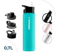 Wessper Gourde en acier inoxydable 700Ml Bouteille thermos anti-fuite sans Bpa avec 3 couvercles | Gourde marine élégante Sport | Gourde isolante Enfants Adultes Pour Camping Vélo Sport Outdoor..