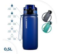 Wessper Gourde en Tritan 500 ml Bouteille d'eau avec chronométrage sans BPA | Gourde de sport anti-fuite pour vélo école enfants randonnée | Water Bottle Fitness Bouteille résistant au lave-vaisselle