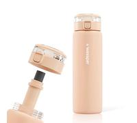 Wessper Gourde en verre 680 ml avec filtre à eau, sans BPA, bouteille avec filtre à charbon actif, bouteille d’eau avec bouchon à vis pour salle de sport, fitness, école, bureau - Beige