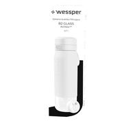 Wessper Gourde Filtrante, 700 ml, Gourde en Verre Borosilicaté, avec FIltre Actitex DISC, Compteur de Femplacement du filtre a eau Intégré, Réduit le Chlore, BPA FREE - Blanc