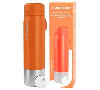 Wessper Gourde Filtrante, Bouteille d'eau en Acier Inoxydable avec Filtre Actitex Disc, 1 l, Filtre a Eau à Charbon, Réduit le Chlore, BPA FREE -Orange