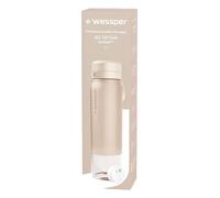 Wessper Gourde Filtrante en Tritan, 1 l, Bouteille d'eau avce Filtre Actitex Disc, Réduit le Chlore, Compteur de Remplacement du Filtre a eau, Bouteille sans BPA - Beige