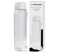 Wessper Gourde Filtrante en Tritan, 1 l, Bouteille d'eau avce Filtre Actitex Disc, Réduit le Chlore, Compteur de Remplacement du Filtre a eau, Bouteille sans BPA - Blanc