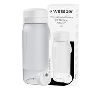 Wessper Gourde Filtrante en Tritan, 500 ml, Bouteille d'eau avce Filtre Actitex Disc, Réduit le Chlore, Compteur de Remplacement du Filtre a eau, Bouteille sans BPA -Blanc