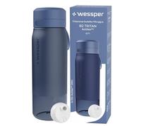 Wessper Gourde Filtrante en Tritan, 700 ml, Bouteille d'eau avce Filtre Actitex Disc, Réduit le Chlore, Compteur de Remplacement du Filtre a eau, Bouteille sans BPA - Bleu