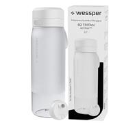 Wessper Gourde Filtrante en Tritan, 700 ml, Bouteille d'eau avce Filtre Actitex Disc, Réduit le Chlore, Compteur de Remplacement du Filtre a eau, Bouteille sans BPA - Blanc