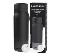 Wessper Gourde Filtrante en Tritan, 700 ml, Bouteille d'eau avce Filtre Actitex Disc, Réduit le Chlore, Compteur de Remplacement du Filtre a eau, Bouteille sans BPA - Noir