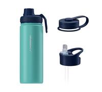Wessper gourde isotherme 500ml, thermos inox avec trois bouchons - marine
