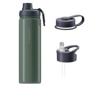 Wessper gourde isotherme 700 ml, bouteille aux boissons chaudes et froides, avec trois bouchons interchangeables - Olive