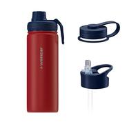 Wessper Gourde Isotherme en Acier Inoxydable, 500 ml, Thermos avec Trois Bouchons Interchangeables, Bouteille pour Boissons Chaudes et Froides, Sans BPA - Rouge