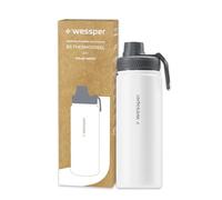 Wessper Gourde Thermique en Acier Inoxydable 500ml Anti-fuite Bouteille Isotherme, Thermos sans BPA avec 3 Couvercles | Gourde Blanc Élégante Sport | Gourde Isotherme Enfants Adulte pour Camping