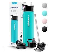 Wessper Gourde Thermique en Acier Inoxydable 700ml Anti-fuite Bouteille Isotherme, Thermos sans BPA avec 3 Couvercles Gourde Marine Élégante Sport Gourde Isotherme Enfants Adulte pour Camping