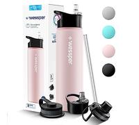 Wessper Gourde Thermique en Acier Inoxydable 700ml Anti-fuite Bouteille Isotherme, Thermos sans BPA avec 3 Couvercles | Gourde Rose Élégante Sport | Gourde Isotherme Enfants Adulte pour Camping