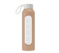 Wessper Housse en Silicone pour Bouteille en Verre 0,5 L Type B1, Borosilicate - antidérapante, sans BPA - Beige