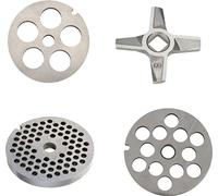 Wessper jeu de disques à trous pour toutes les tailles de hachoir 8 / 4mm + 10mm +16mm et 1 couteau en croix - pour hachoir Jupiter - Bosch - Zelmer - Westmark - Alexanderwerk