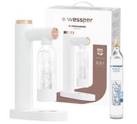 WESSPER Machine à soda eau pétillante - Blanc - bouteille 0,8L - cylindre CO₂ inclus - Gazéification réglable- Design Compac