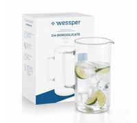 Wessper Pichet en Verre 2 L Carafe en Borosilicate avec Anse