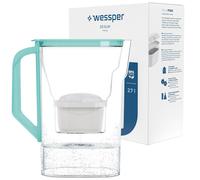 Wessper Pichet filtre à eau 2.7L pour porte de réfrigérateur, avec filtre à charbon actif, Compatible avec cartouche filtrante Brita Maxtra - Menthe