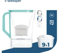 Wessper Pichet filtre à eau 2.7L pour porte de réfrigérateur, avec filtre à charbon actif, Compatible avec Brita Maxtra 10x cartouche filtrante - Menthe