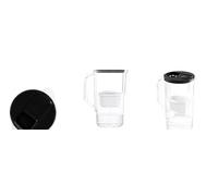 Wessper Pichet filtre à eau 2,8 l avec compteur LED Compatible avec Brita Maxtra | Set de 10 Pichet filtre à eau + Cartouche filtre à eau - Noir