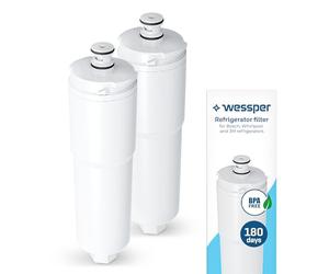 Wessper Remplacement de Filtre à Eau de Réfrigérateur 2 Pièces pour Bosch, Whirlpool, 3M CS451, CS-451, CS452 | Élimine le Chlore, Système d'eau par Osmose Inverse - Blanc